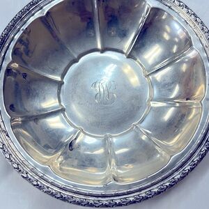 Antique Solid Sterling Silver Floral Fruit Bowl